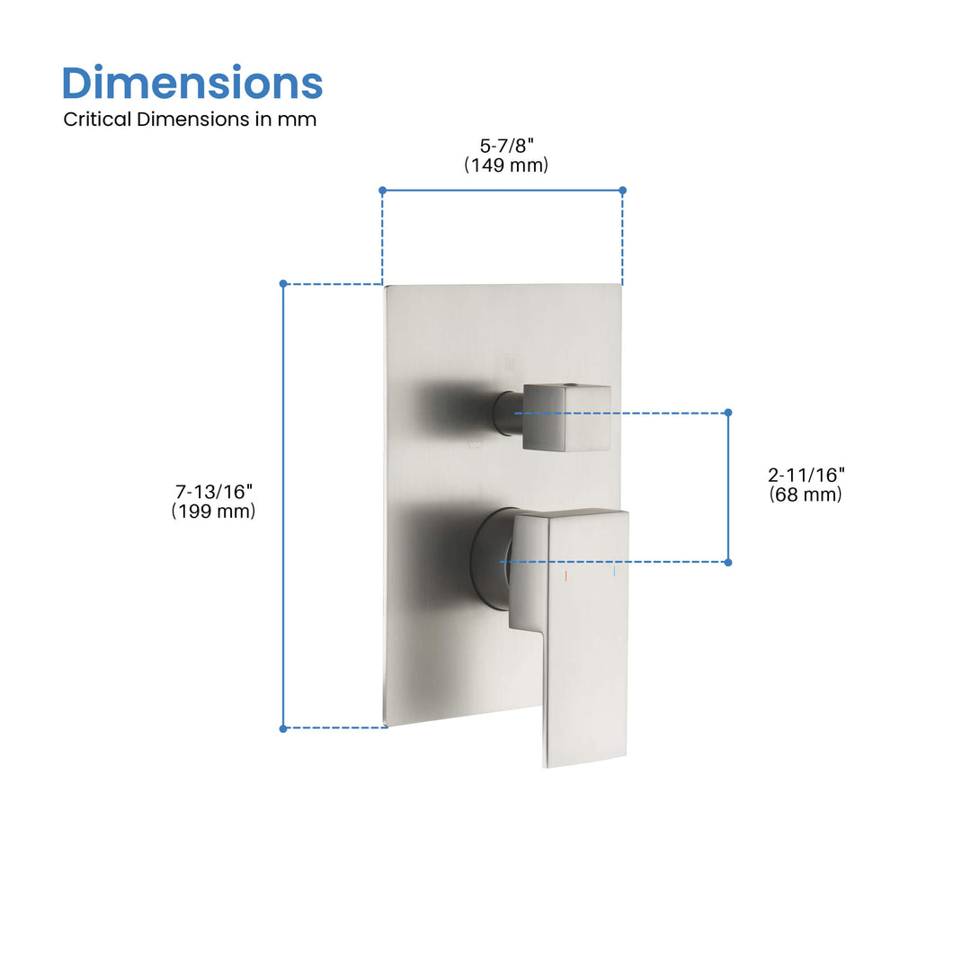 Quadro 3-Function Rough-In Valve Trim Plate