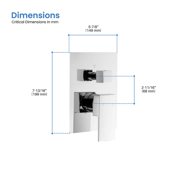 Quadro 3-Function Rough-In Valve Trim Plate