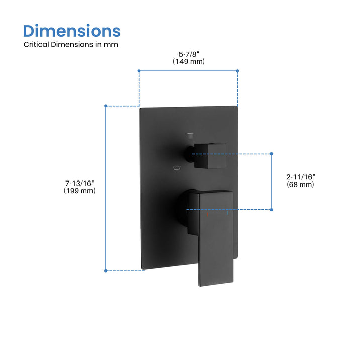 Quadro 3-Function Rough-In Valve Trim Plate