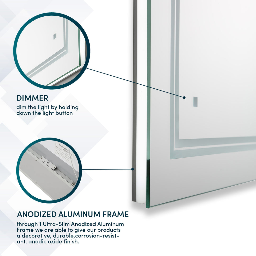 Soho 72" x 36" LED Bathroom Mirror, Anti-Fog