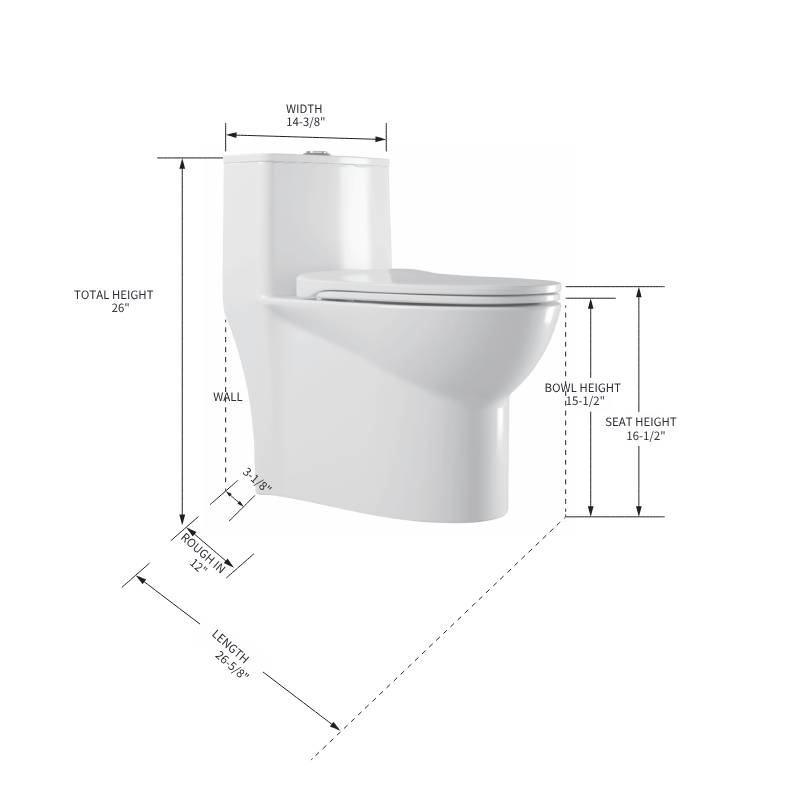 T9 One-Piece Toilet, 1.1/1.6 GPF Dual-Flush in 02