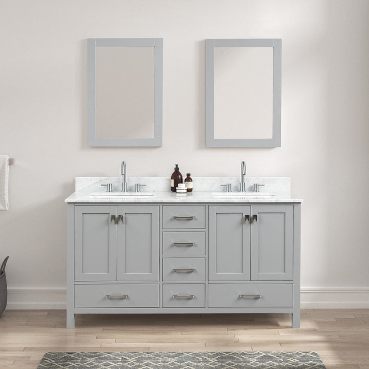 Geneva 60" Double-Sink Bathroom Vanity in Metal Gray