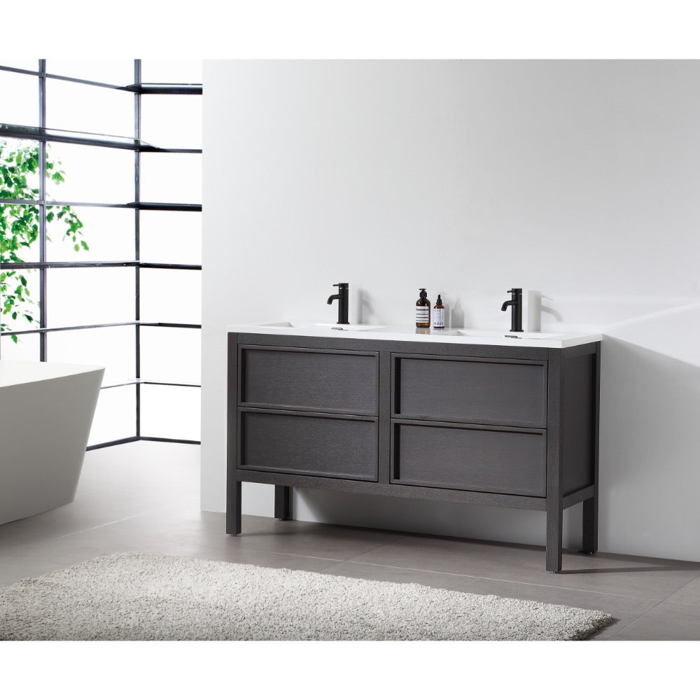 Annecy 55" Double Sink Freestanding Bathroom Vanity with Top