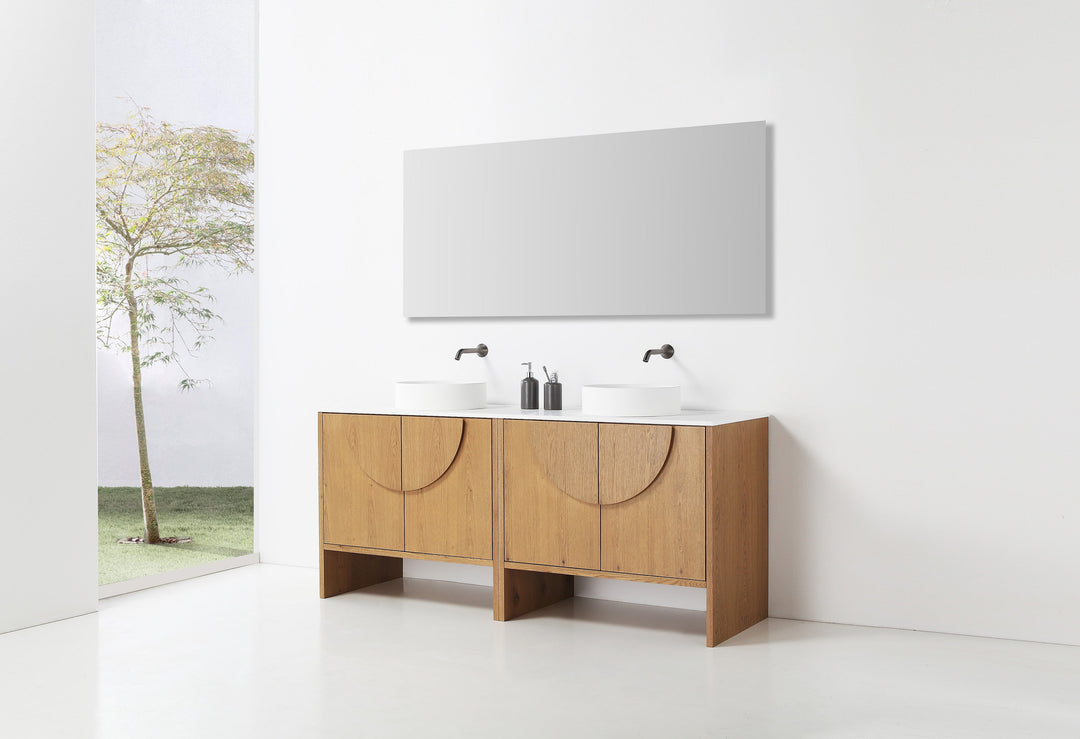 Celle 72" Double Sink Freestanding Bathroom Vanity in Pecan Oak