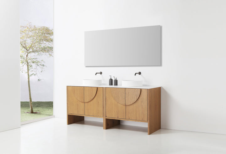 Celle 72" Double Sink Freestanding Bathroom Vanity in Pecan Oak