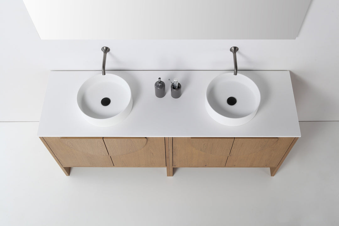 Celle 72" Double Sink Freestanding Bathroom Vanity in Pecan Oak
