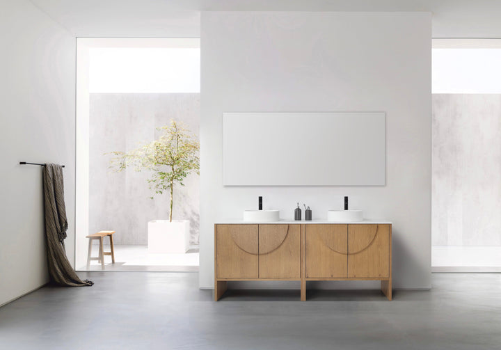 Celle 72" Double Sink Freestanding Bathroom Vanity in Pecan Oak