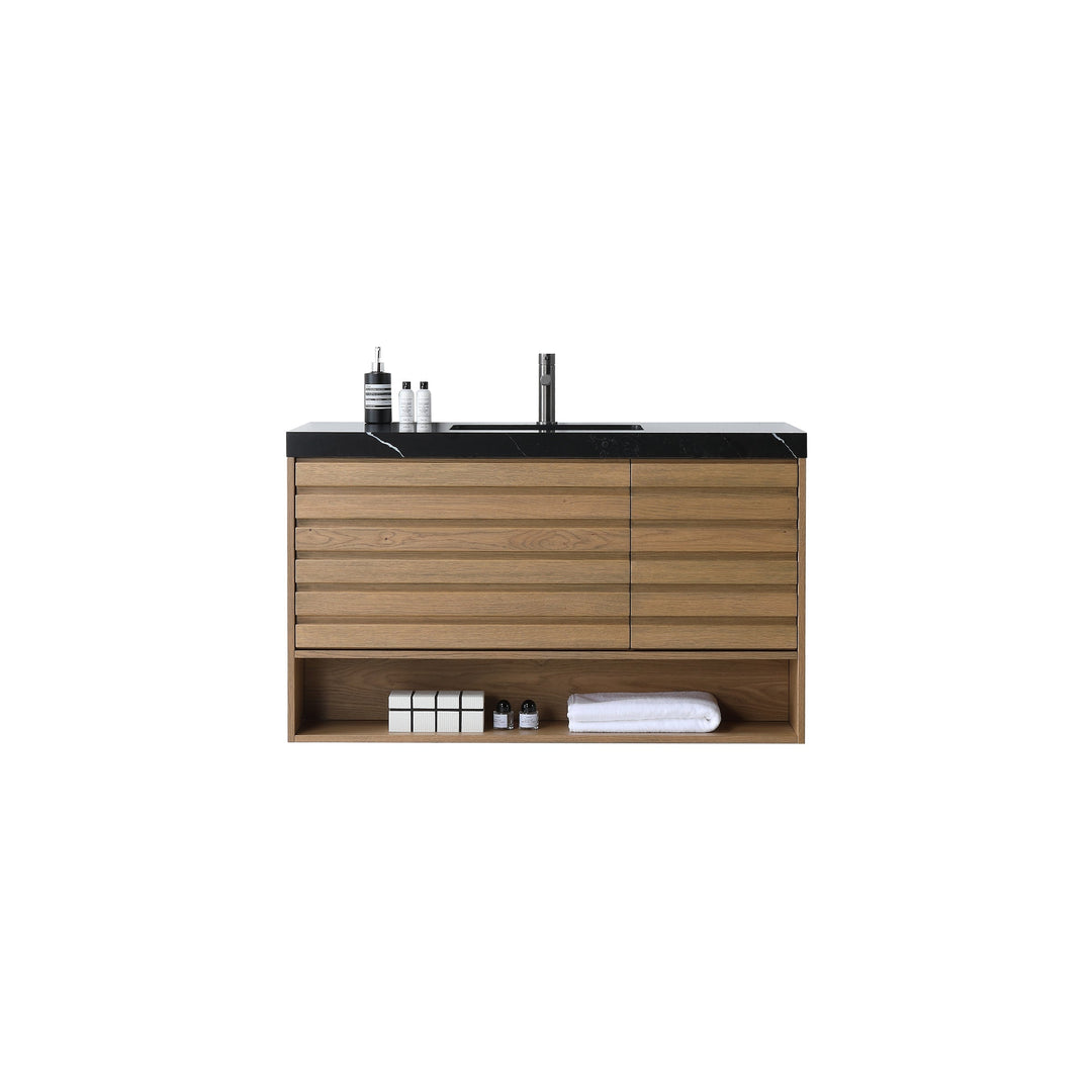 VAR|48 Inch|Pecan Oak|Black Quartz