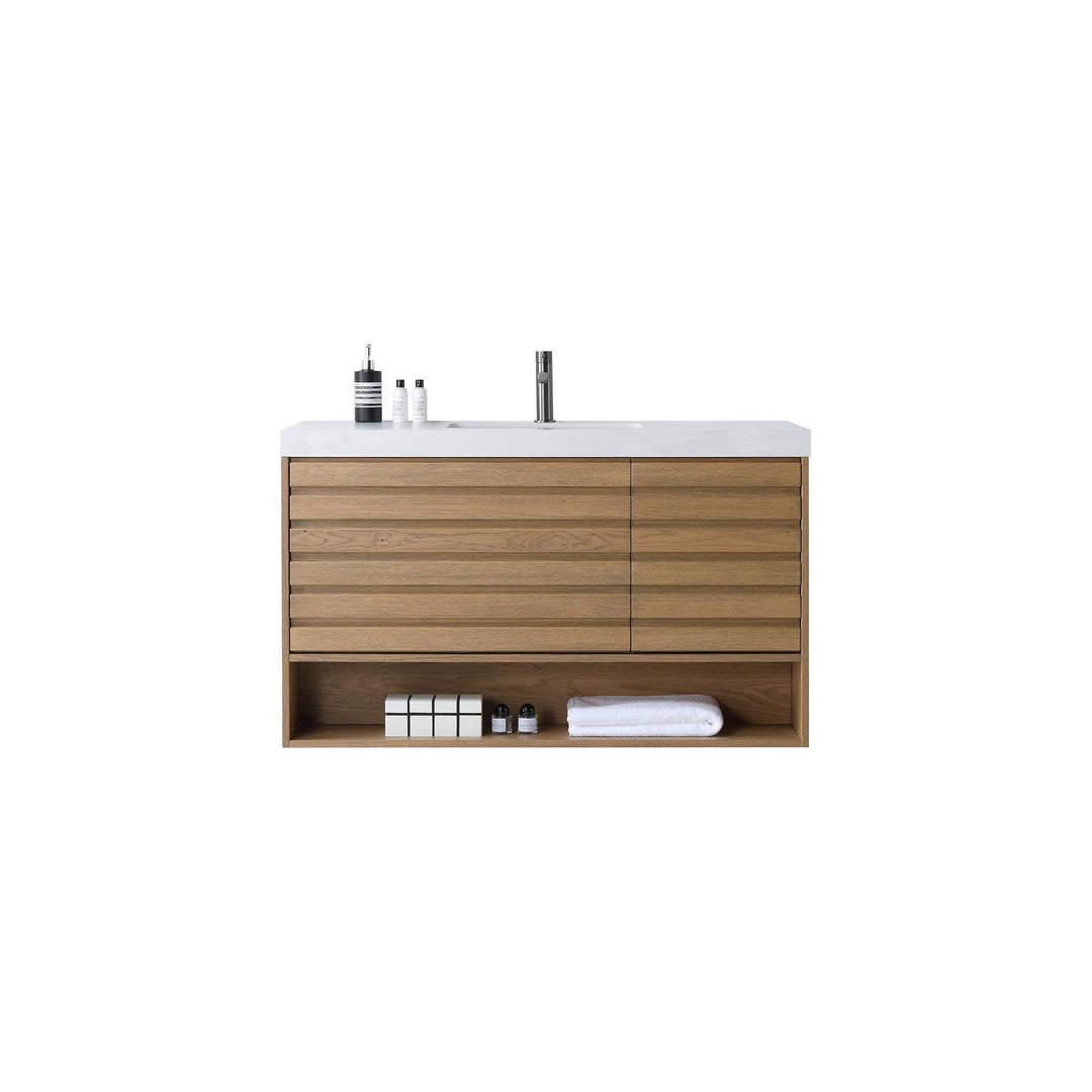 VAR|48 Inch|Pecan Oak|White Quartz