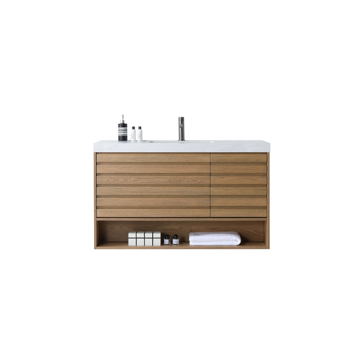 VAR|48 Inch|Pecan Oak|White Quartz