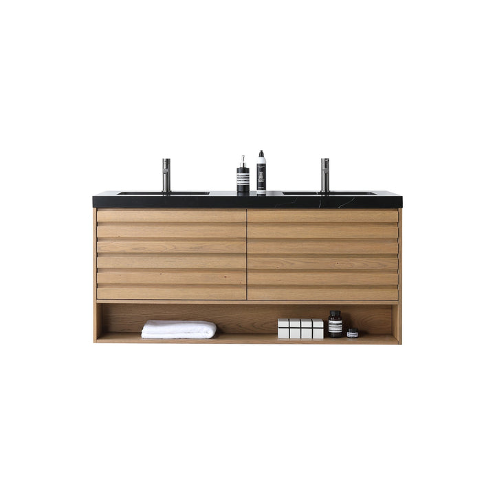 VAR|60 Inch|Pecan Oak|Black Quartz