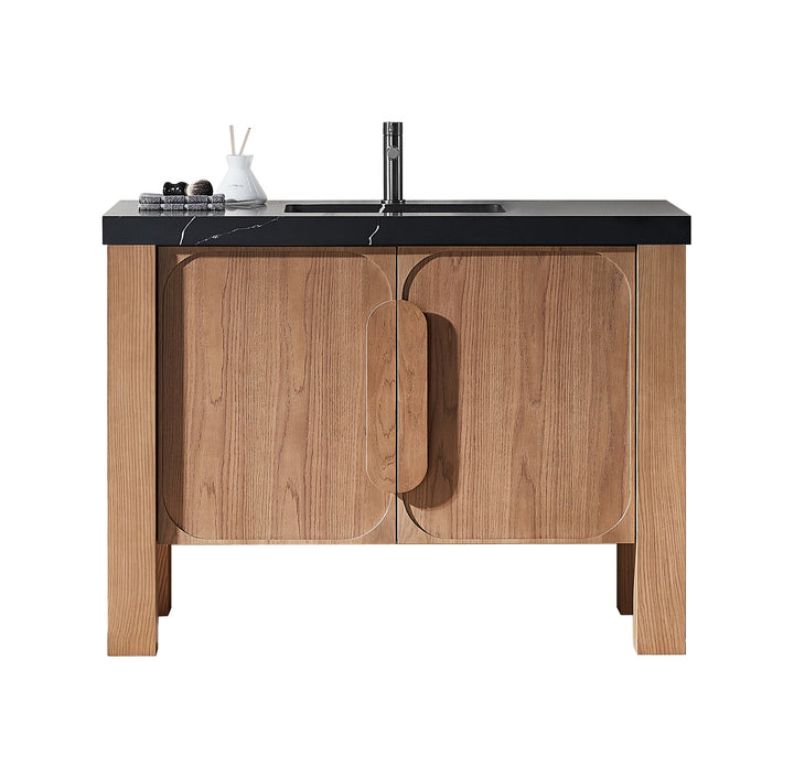VAR|48 Inch|Natural Teak|Black Quartz