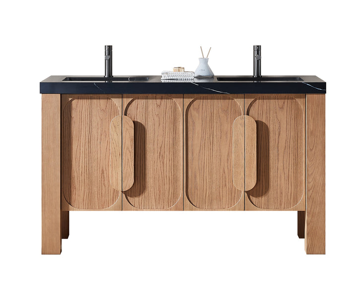 VAR|60 Inch|Natural Teak|Black Quartz