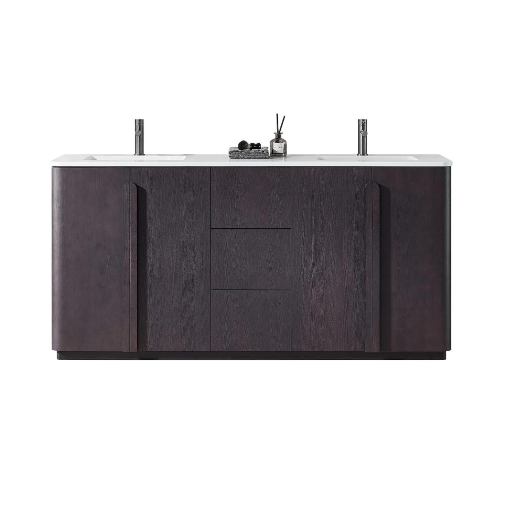 Parma 72" Double Sink Freestanding Bathroom Vanity with White Quartz Top