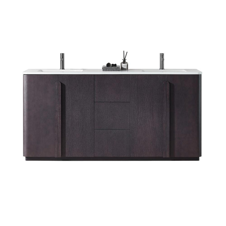 Parma 72" Double Sink Freestanding Bathroom Vanity with White Quartz Top