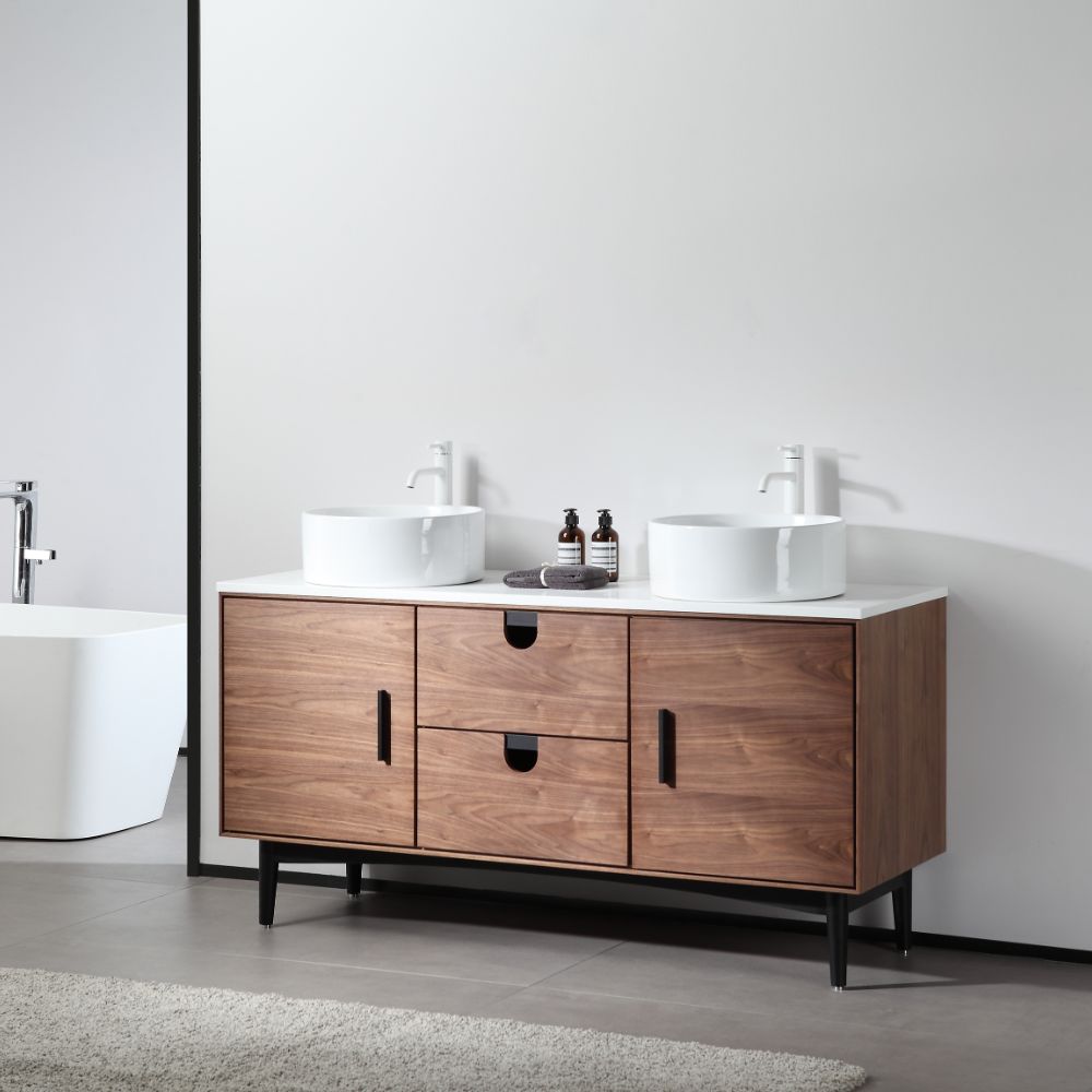 Portree 60 inch Double Bathroom Vanity With Vessel Sinks