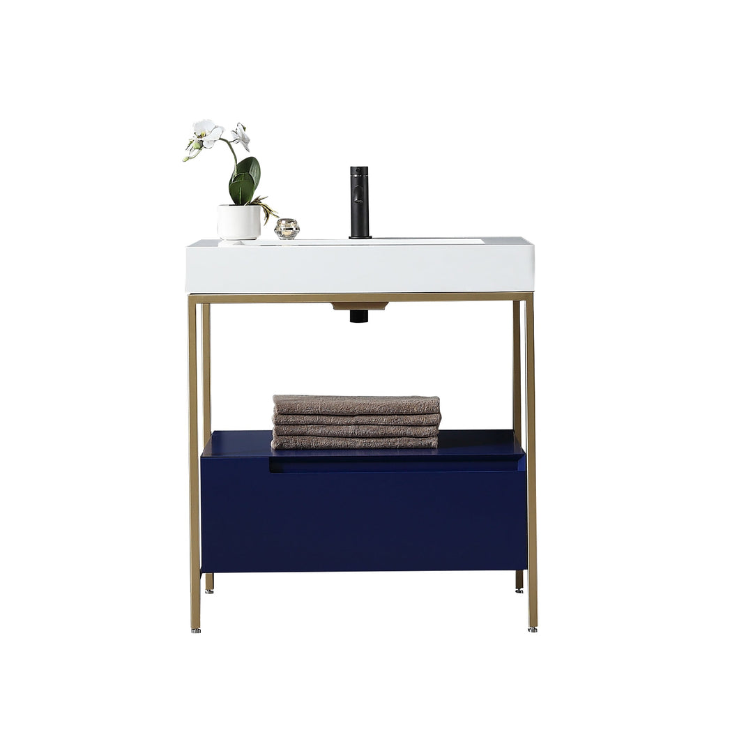 VAR|30 Inch|Navy Blue/Gold|White Quartz