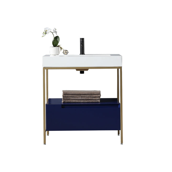 VAR|30 Inch|Navy Blue/Gold|White Quartz