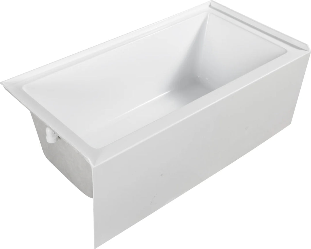 60" Fiberglass Three-Wall Alcove Soaking Bathtub in White