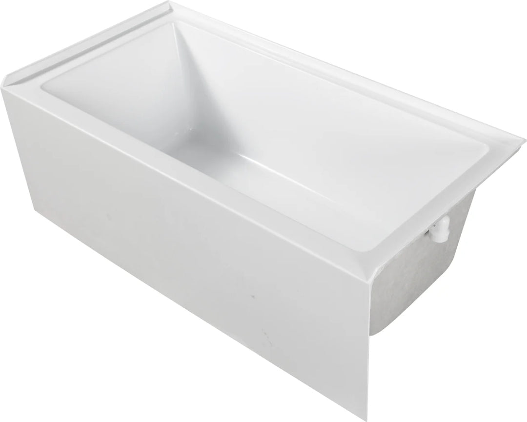 60" Fiberglass Three-Wall Alcove Soaking Bathtub in White