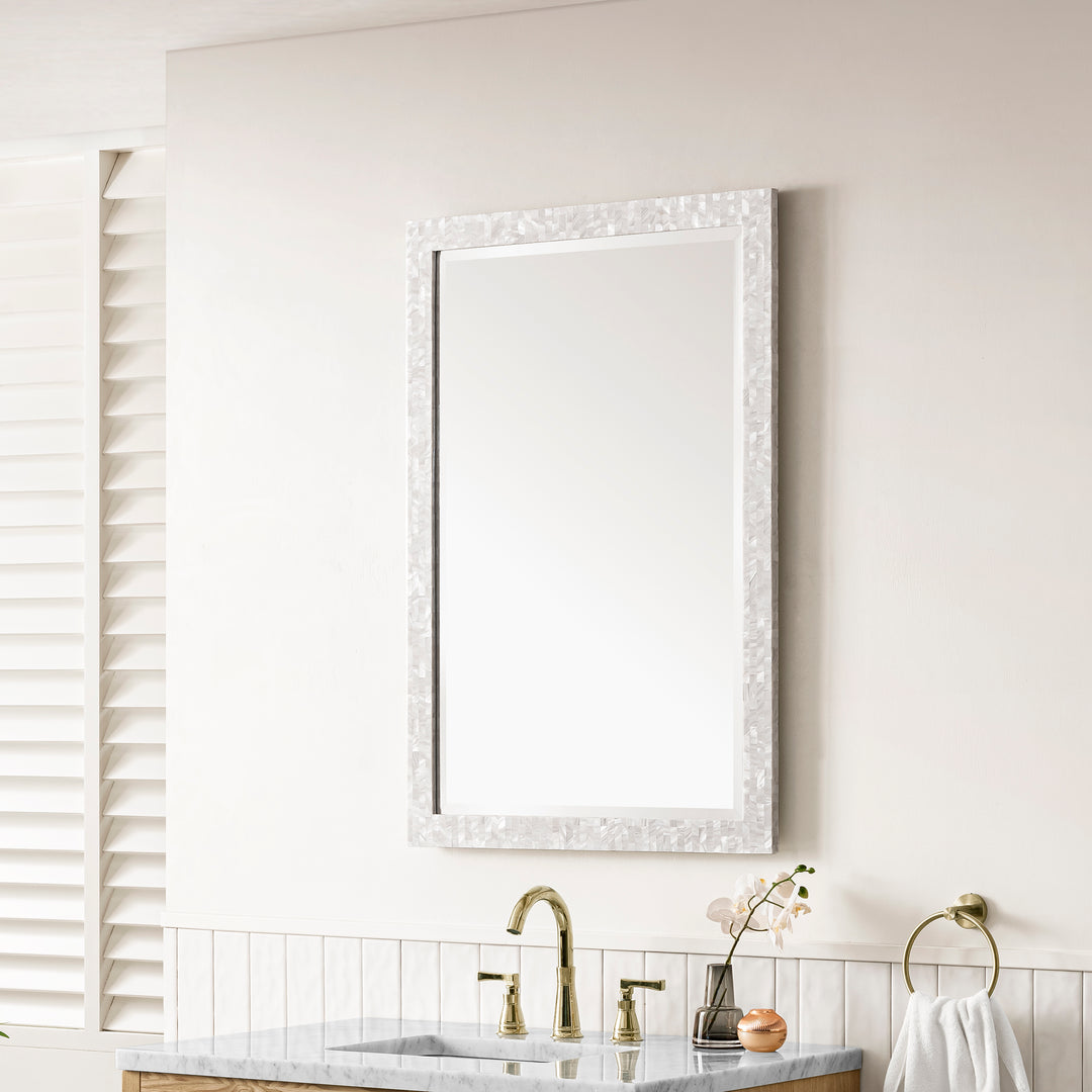 Callie 26" x 38" Rectangular Bathroom Mirror, White Mother of Pearl
