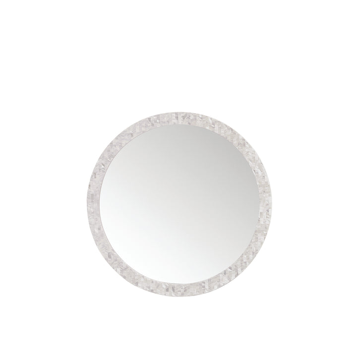 Callie 30" Round Bathroom Mirror, White Mother of Pearl | ANVE Kitchen &amp; Bath