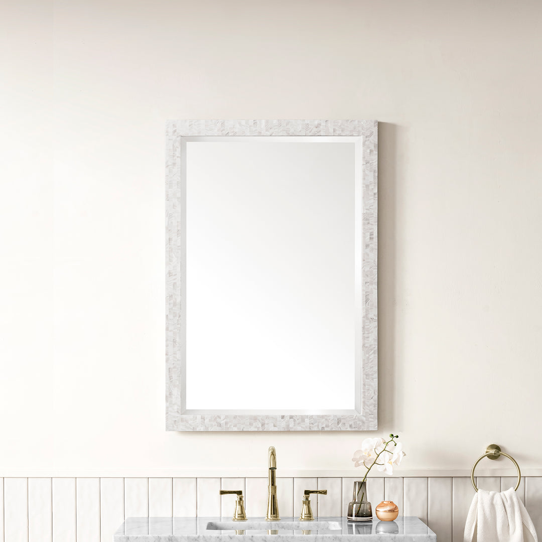 Callie 26" x 38" Rectangular Bathroom Mirror, White Mother of Pearl