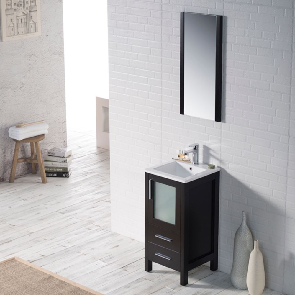 Sydney Modern 16" Bathroom Vanity Set with Mirror Espresso
