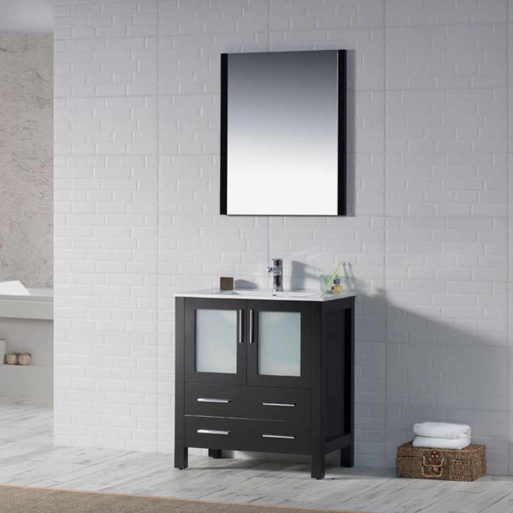 Sydney Modern 30" Bathroom Vanity Set with Mirror Espresso