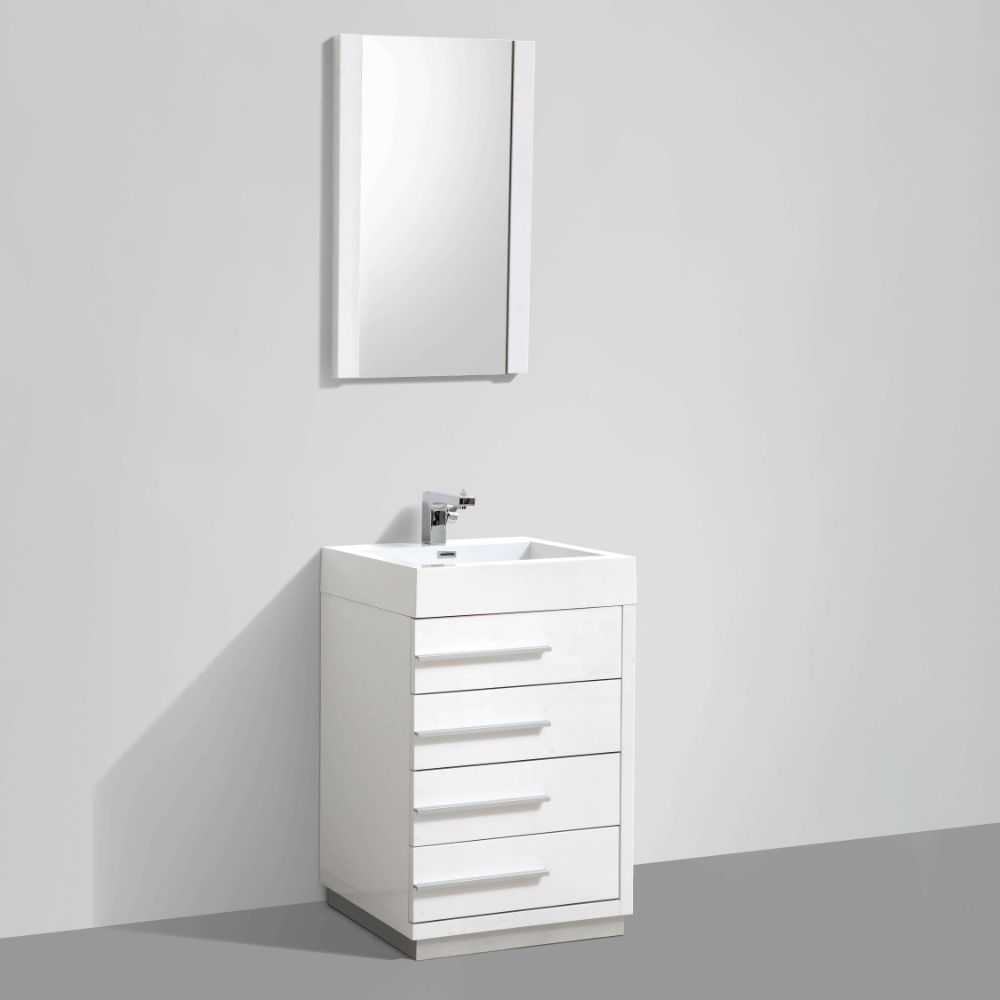 Barcelona Modern 24" Bathroom Vanity Set in Glossy White