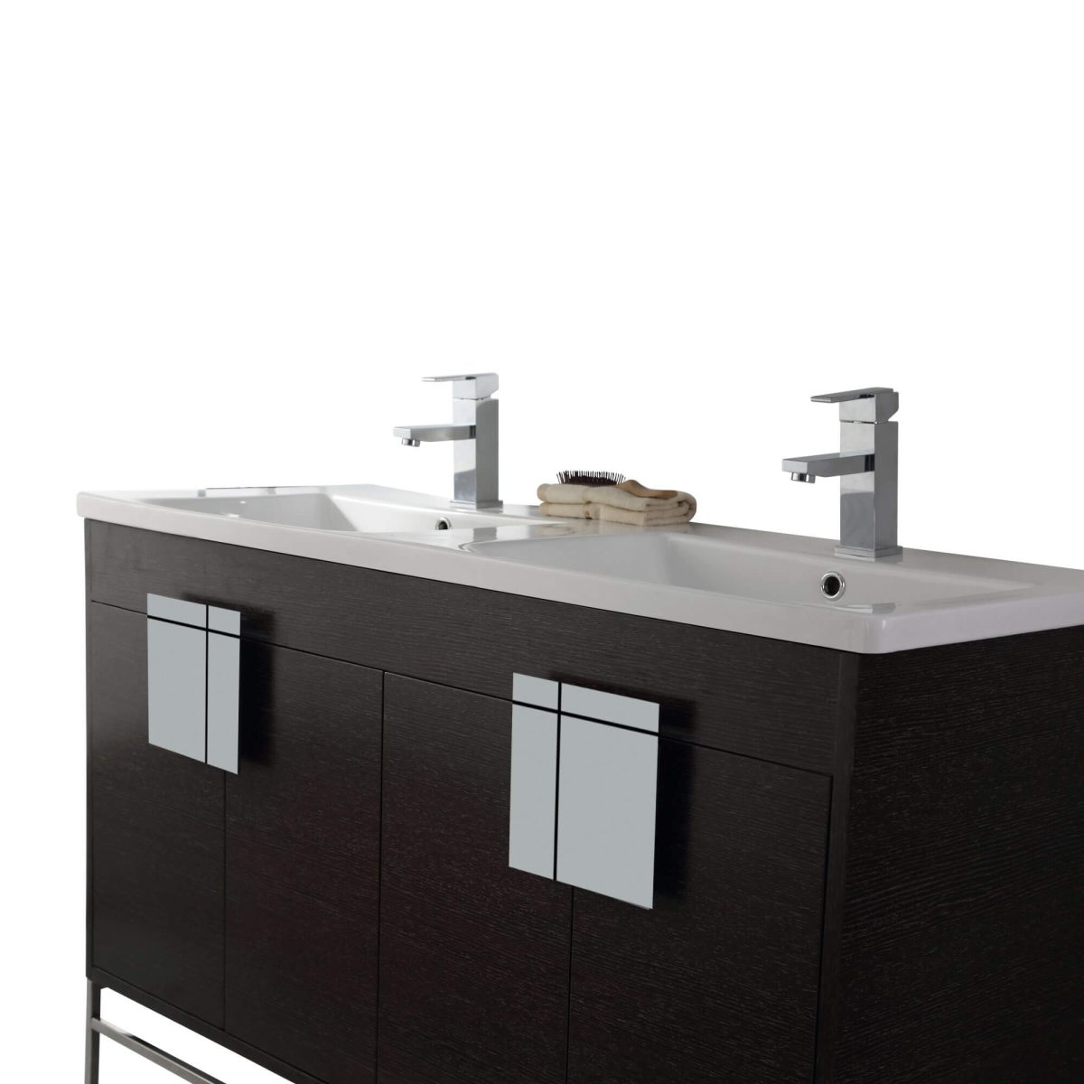 Shawbridge 48" Modern Double Bathroom Vanity  Black Oak Straight Grain with Polished Chrome Hardware