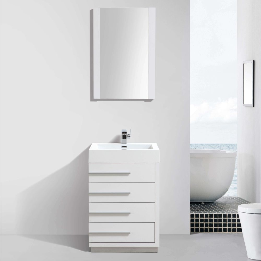 Barcelona Modern 24 Bathroom Vanity Set In Glossy White Anve