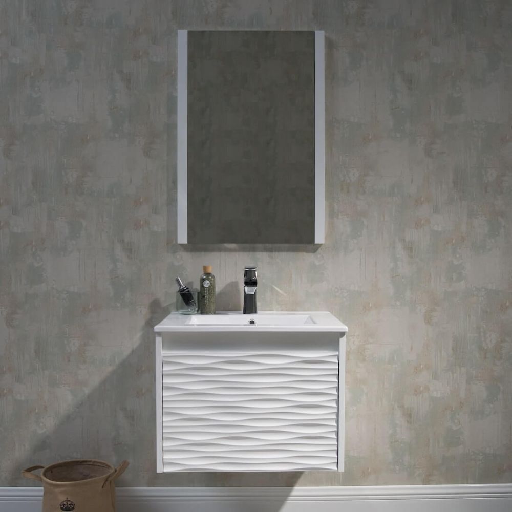 Paris 24 inch Glossy White Wall Mount Bathroom Vanity Set