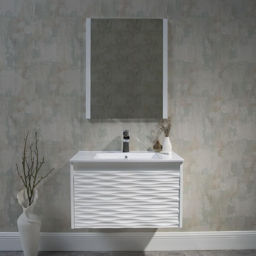 Paris 30 inch Glossy White Wall Mount Bathroom Vanity Set