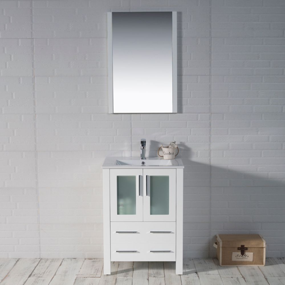 Sydney Modern 24" Bathroom Vanity Set with Mirror Glossy White