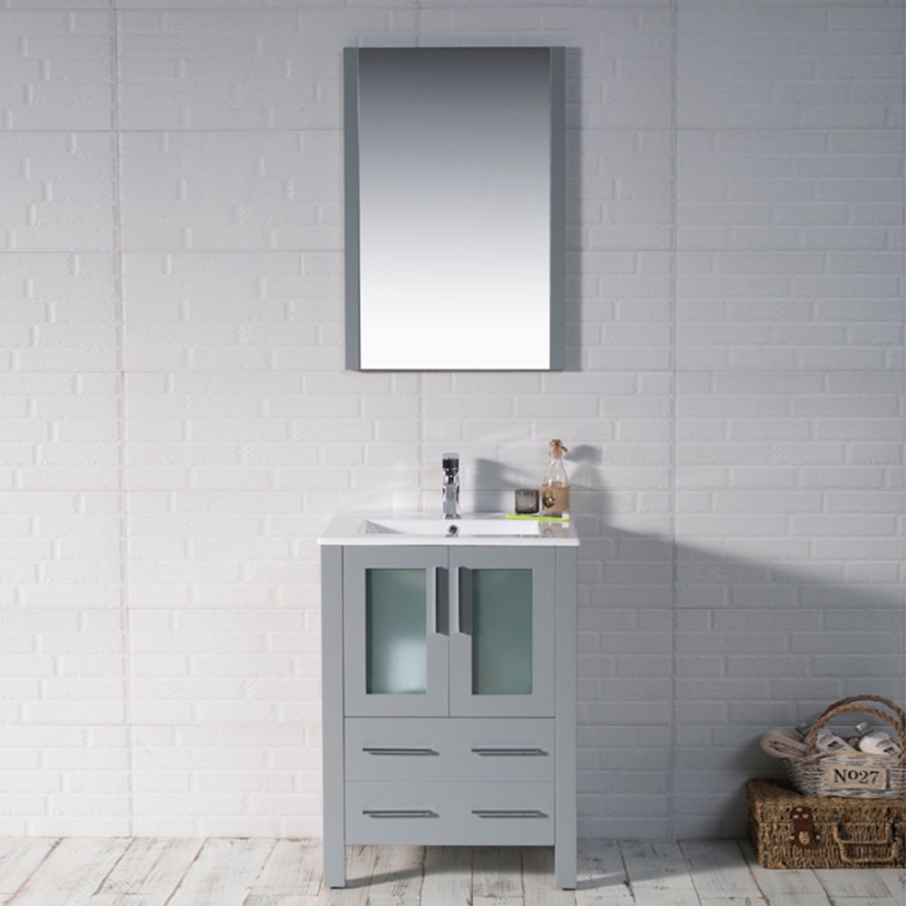 Sydney Modern 24" Bathroom Vanity Set with Mirror Metal Gray