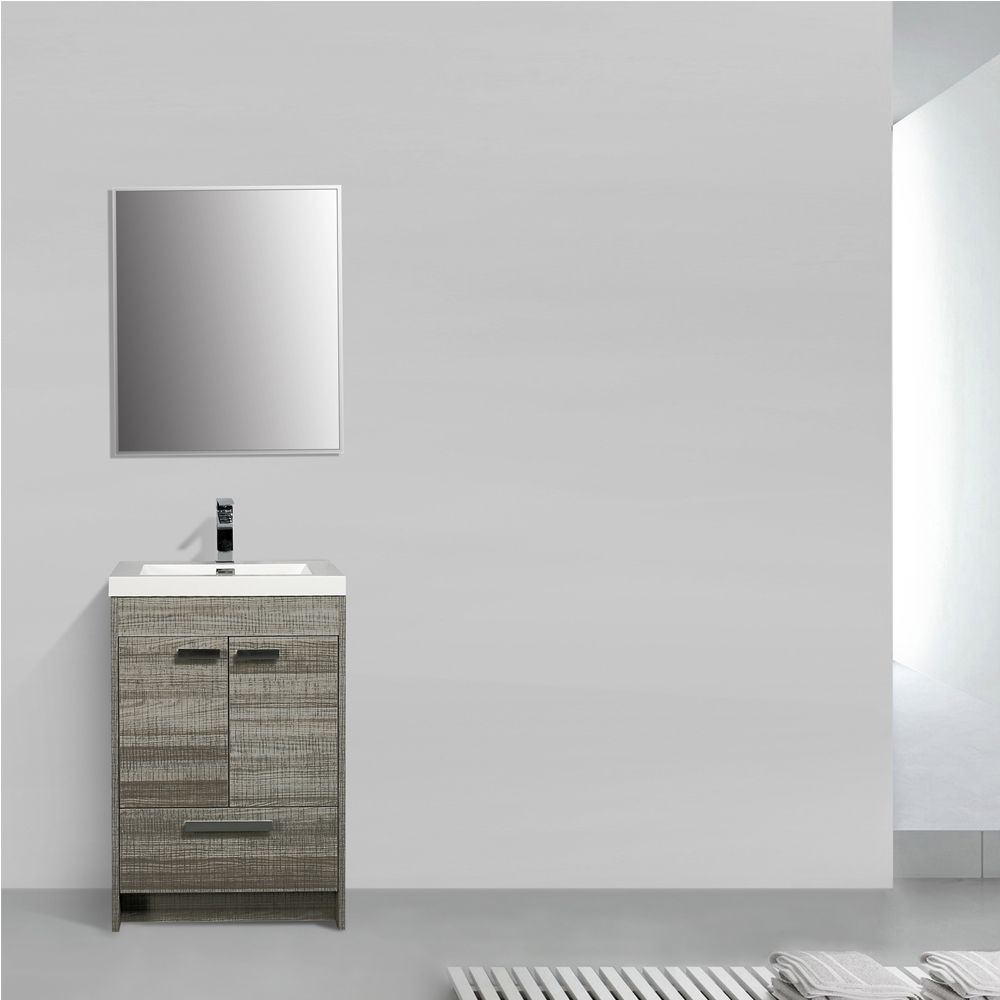 Eviva Lugano 24 In. Ash Modern Bathroom Vanity With White Integrated Acrylic Sink