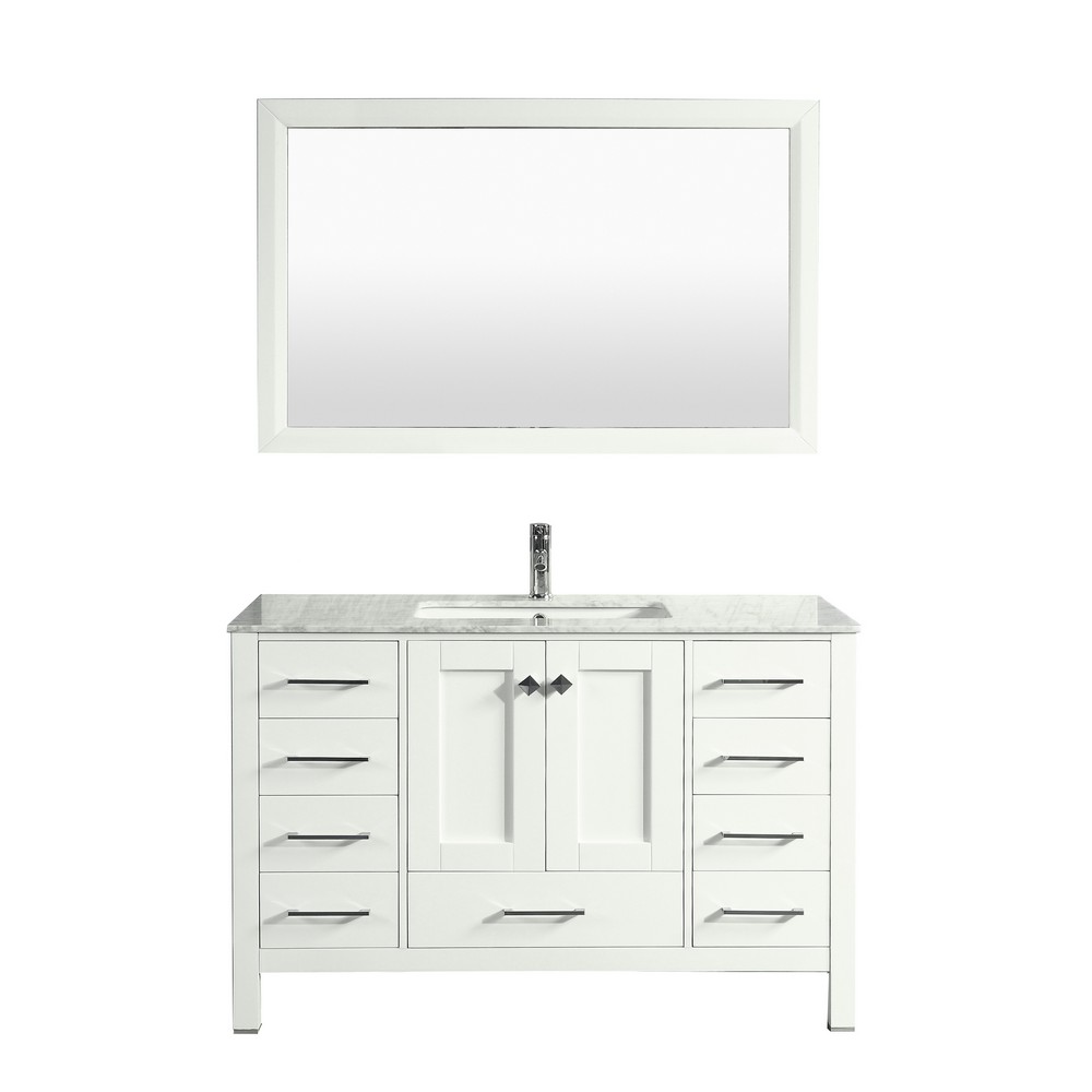 Eviva Aberdeen 42 In. Transitional White Bathroom Vanity With White Carrera Countertop