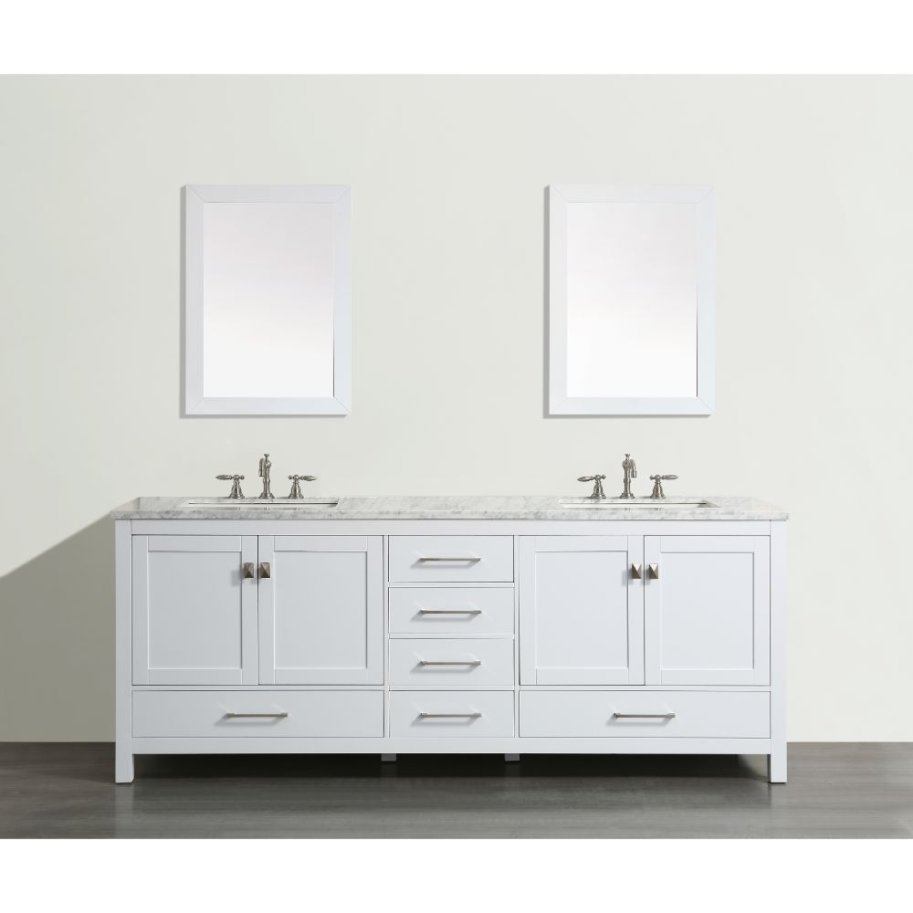 Eviva Aberdeen 72 In. Transitional White Bathroom Vanity With White Carrera Countertop