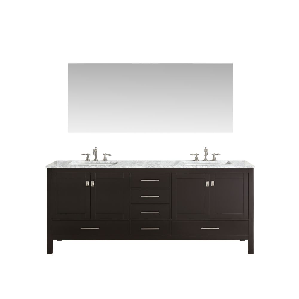 Eviva Aberdeen 84 in. Transitional Espresso Bathroom Vanity With White Carrera Countertop