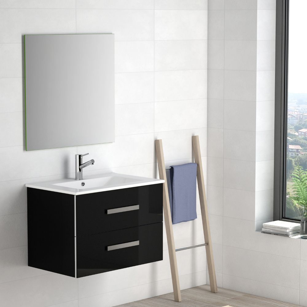 Eviva Astoria 28 In. Black Modern Bathroom Vanity With White Integrated Porcelain Sink