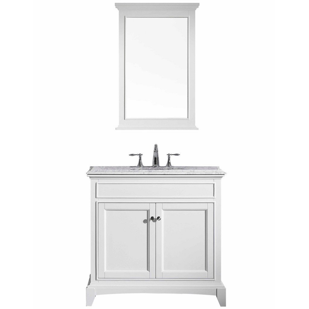 Eviva Elite Stamford 30 In. White Solid Wood Bathroom Vanity Set With Double Og White Carrera Marble Top and White Undermount Porcelain Sink