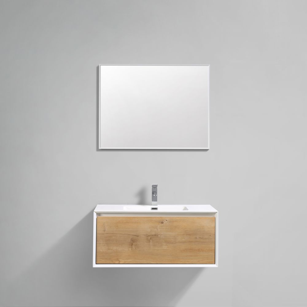Eviva Vienna 36 inch Oak White Wall Mount Bathroom Vanity