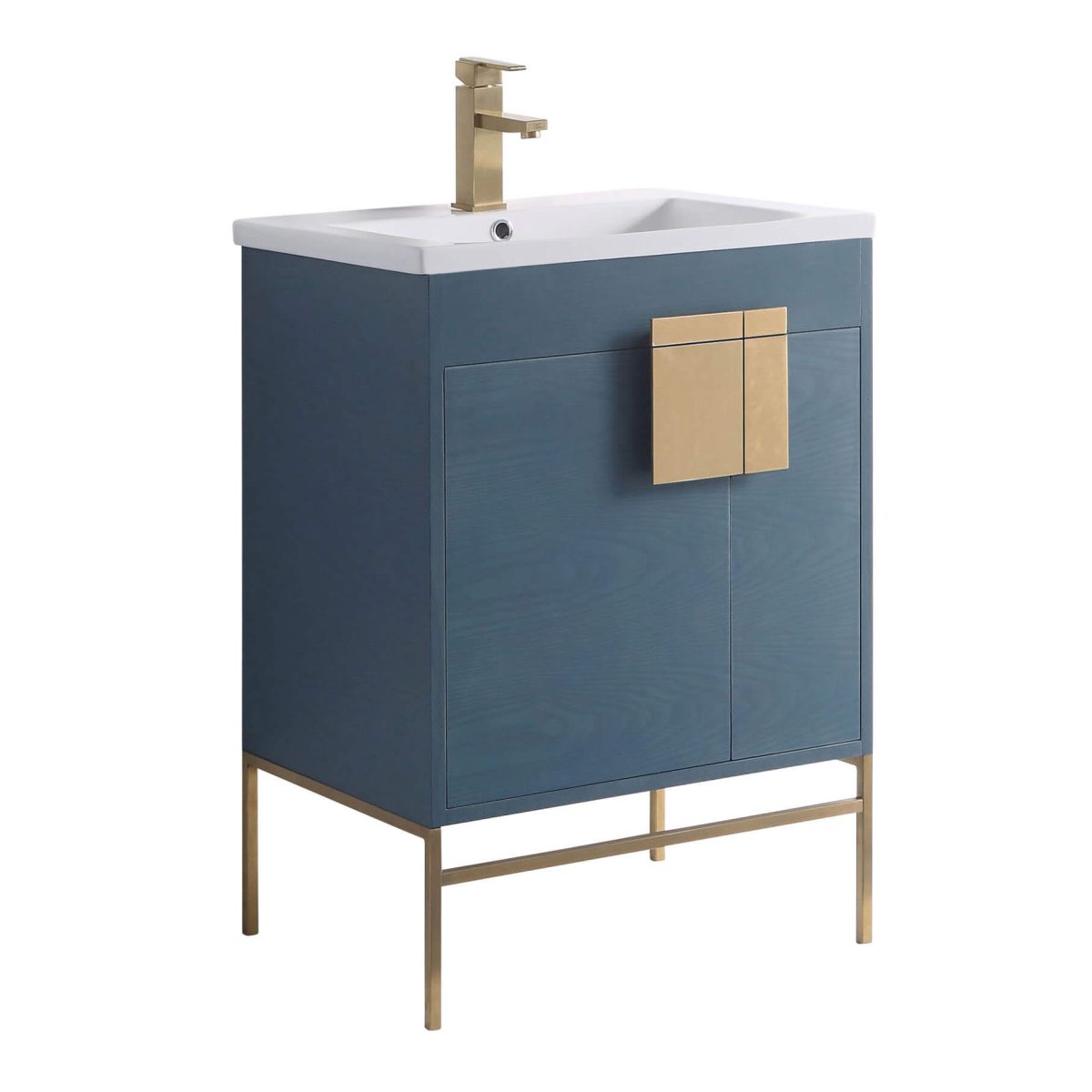 Shawbridge 24" Modern Bathroom Vanity  French Blue with Satin Brass Hardware