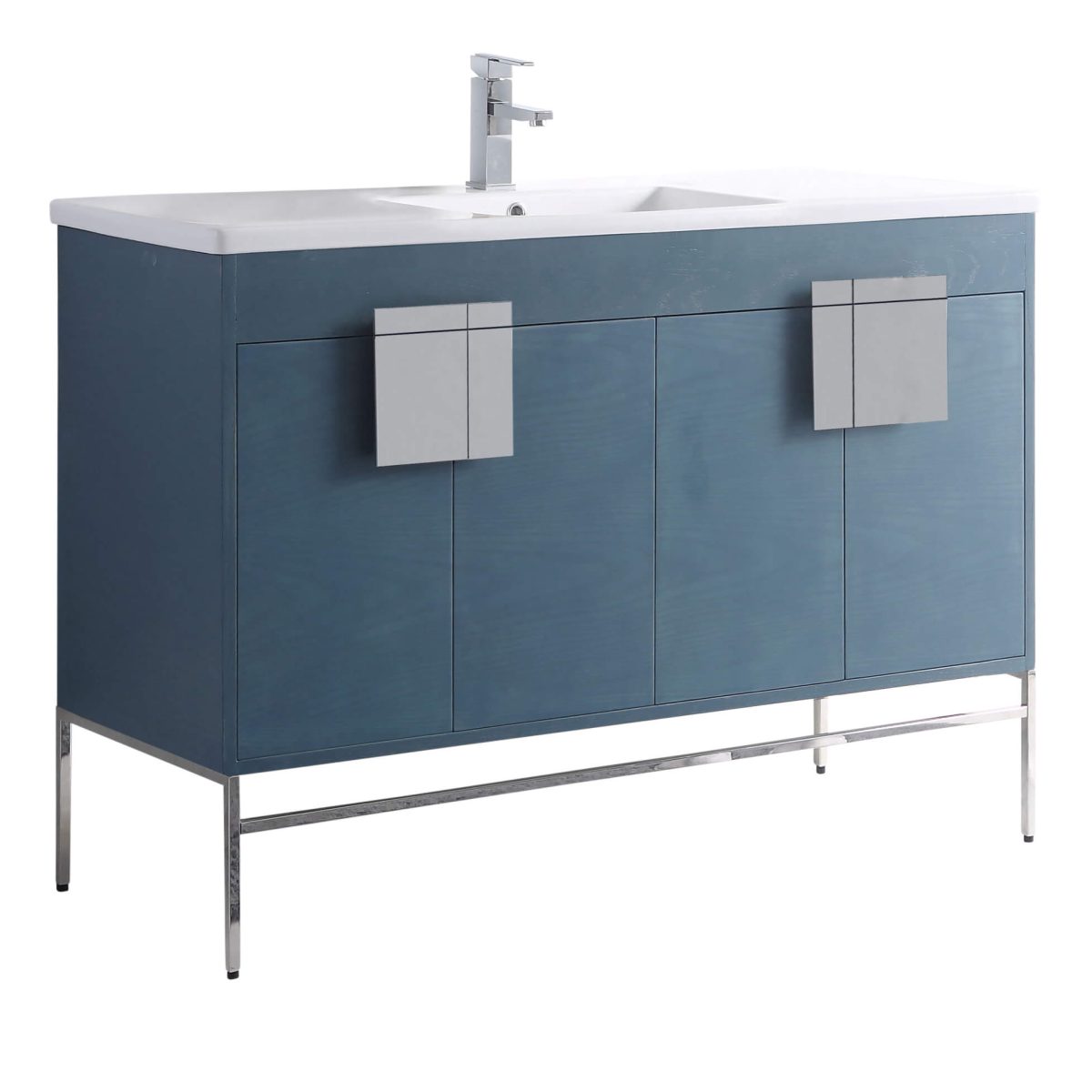 Shawbridge 48" Modern Single Bathroom Vanity  French Blue with Polished Chrome Hardware
