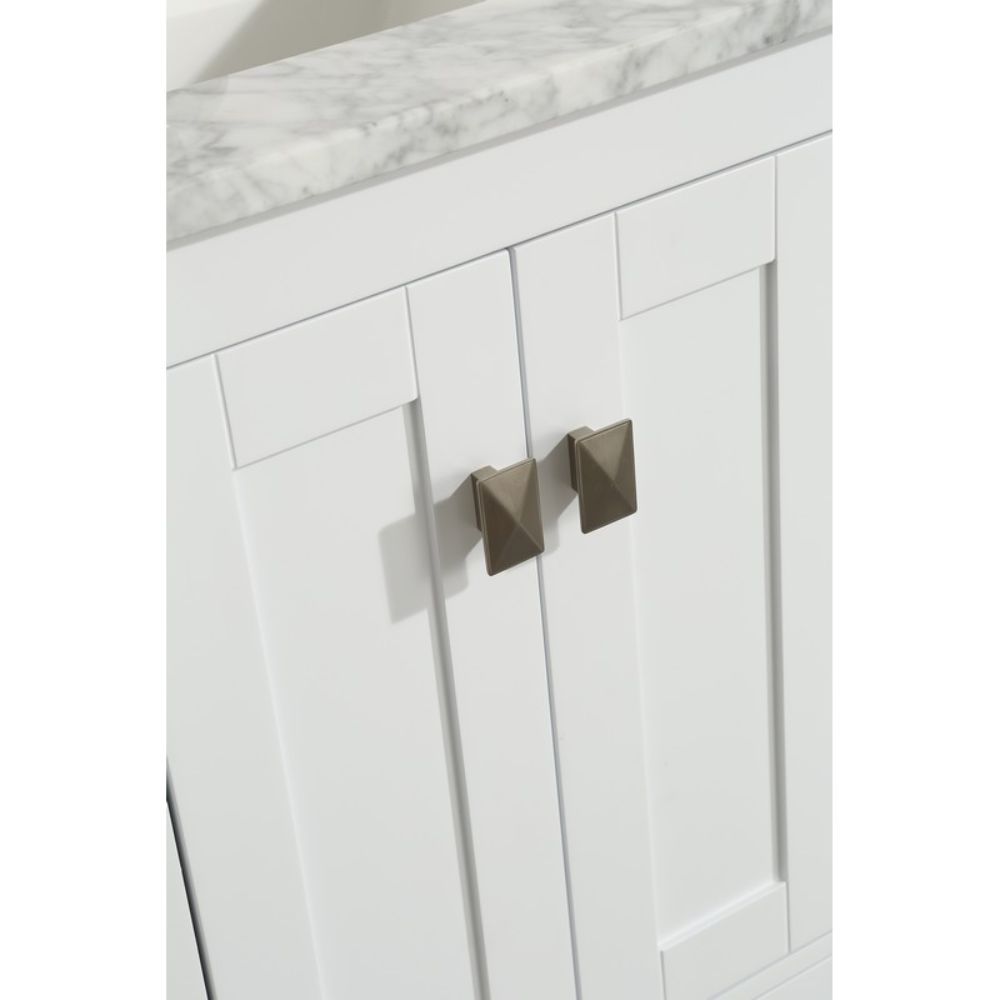 Eviva London 20 In. Transitional White Bathroom Vanity with White Carrara Top