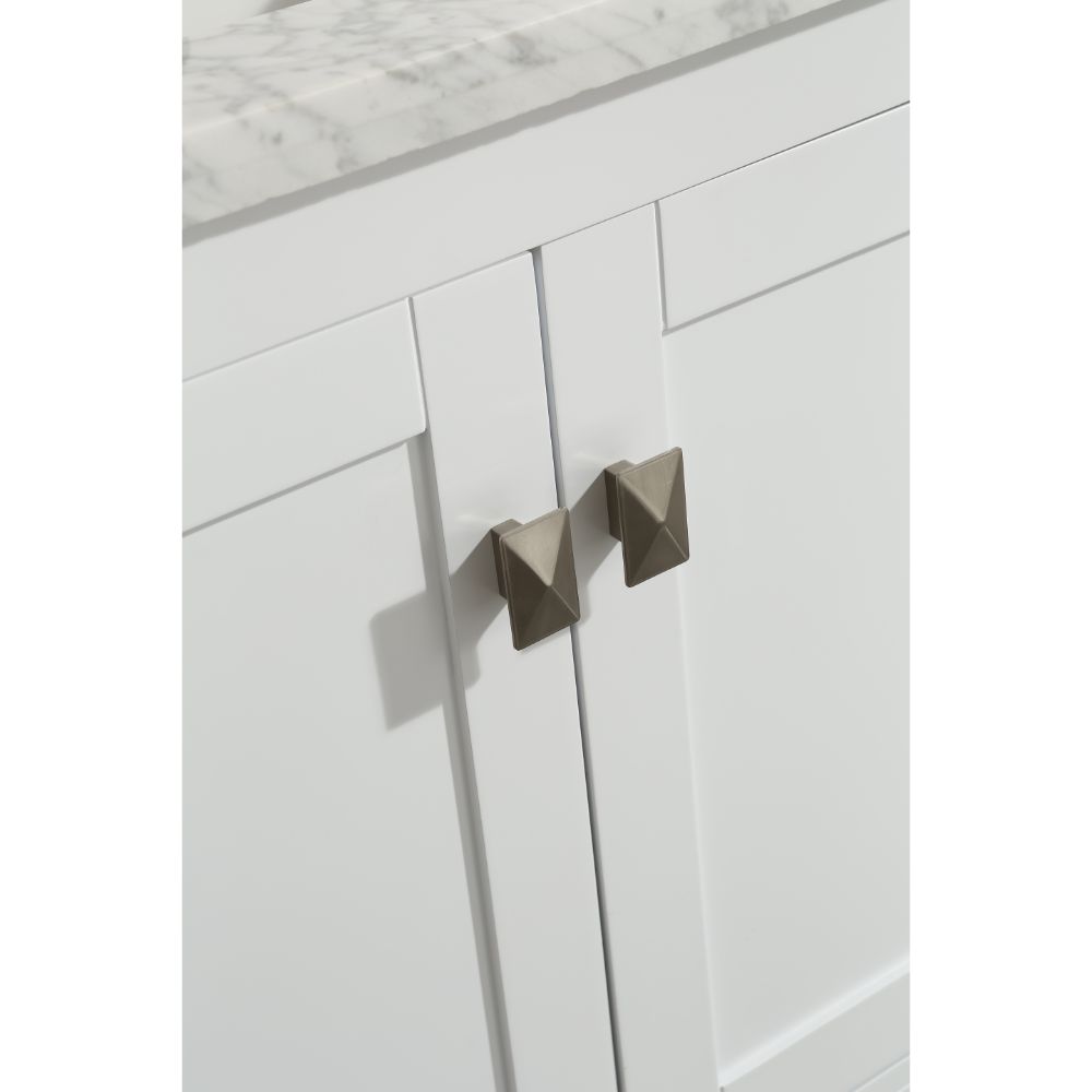 Eviva London 36 In. Transitional White Bathroom Vanity With White Carrara Marble Countertop