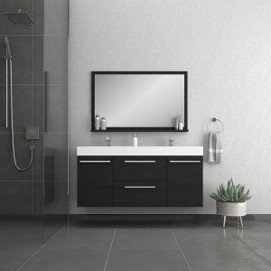 Alya Bath Ripley 60" wall mount bathroom vanity in black