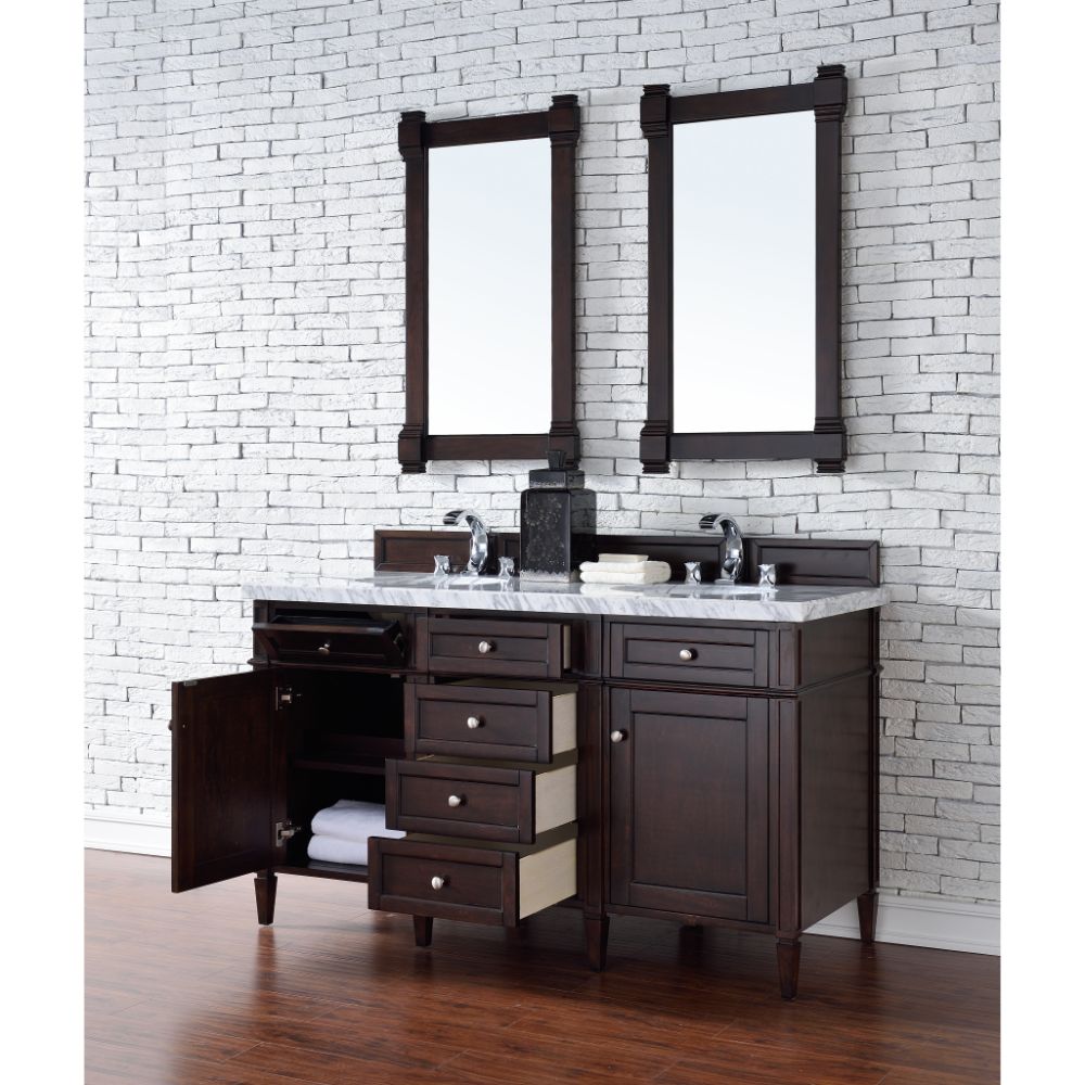 Brittany 60 Inch Double Vanity, Burnished Mahogany – Anve Kitchen And Bath