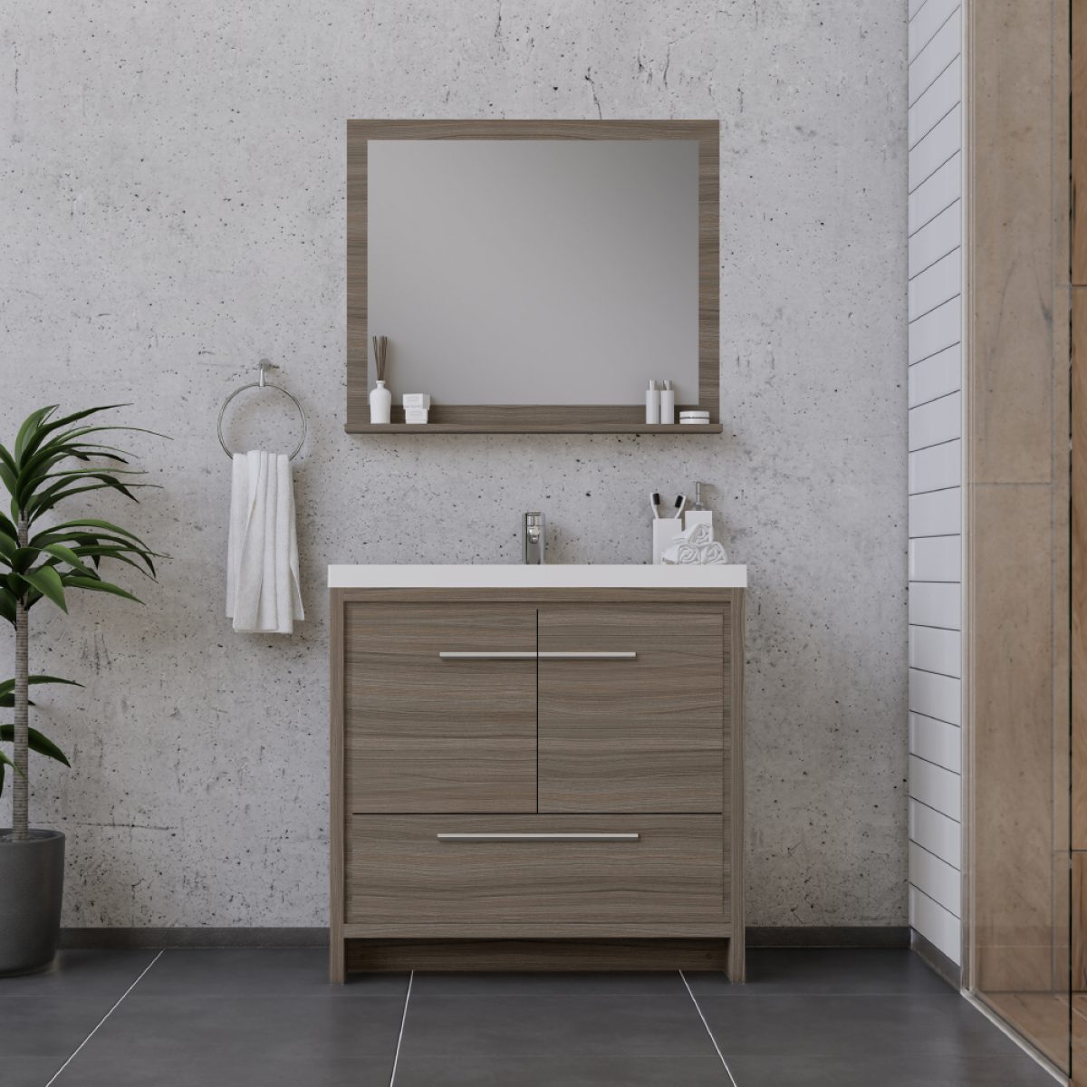 Alya Bath Sortino 36 Inch Bathroom Vanity Gray